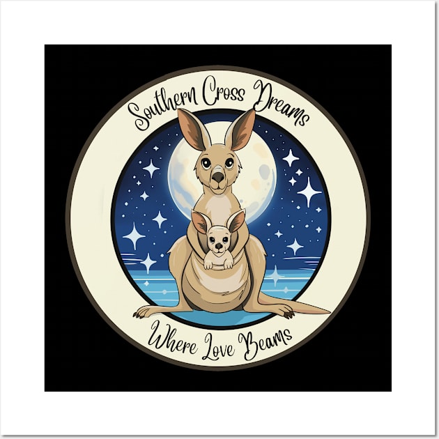 Southern Cross Dreams, Where Love Beams Kangaroo Love Wall Art by LozsArt